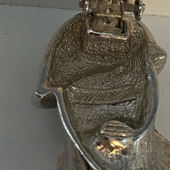 Vintage Piscitelli Chunky Rose Earrings Clip-on Silver Tone - Picture 9 of 12